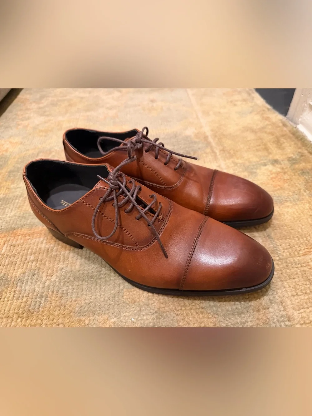 Vittorio Russo size 8 Men's Cap-Toe Oxford Dress Shoes in Camel Tan Brown
